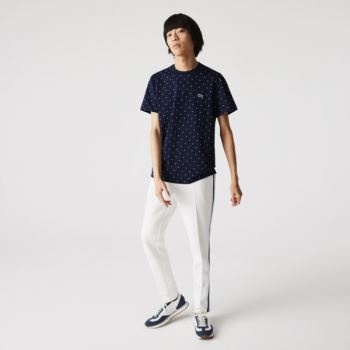 Lacoste Crewneck Polka Dotted Cotton T-shirt Pánské - Tričko Tmavě Blankyt Blankyt | CZ-G5y4pR